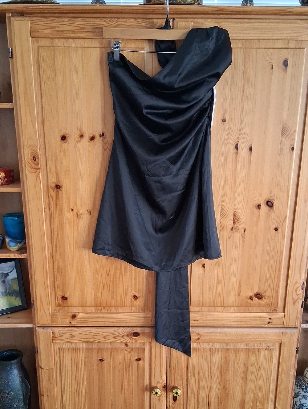 NWT Princess Polly Strapless Bodycon Black Artiste Scarf Mini Dress Size 8 - Picture 8 of 8